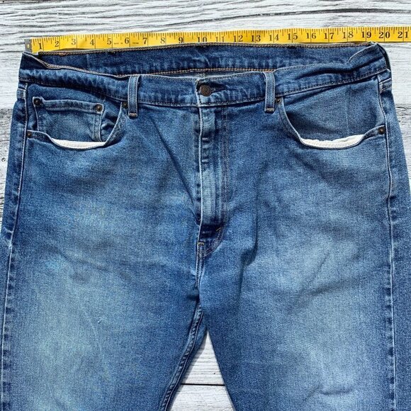 Levi's 505 Regular Fit Distressed Light Wash Denim Straight Leg Jeans - Picture 7 of 11